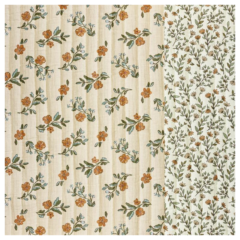 Printed Quilted Double Gauze LINA 1J / MADELEINE 1J Latte / Ecru